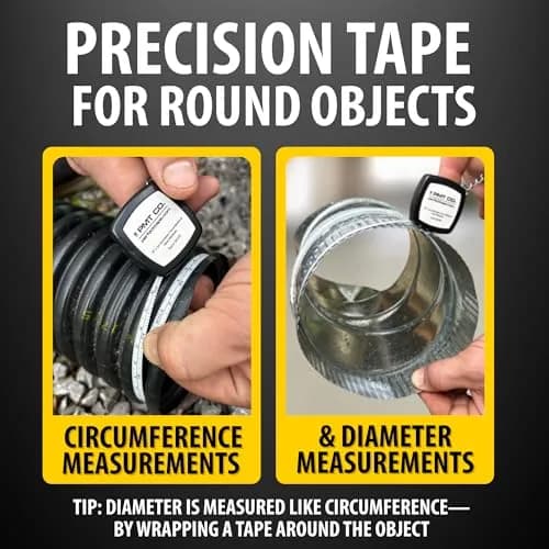 Perfect Measuring Tape Pocket Precision Circumference and Diameter Tape Measure 2m (6.6ft) | Accurate Steel Blade with Keychain thumbnail 3