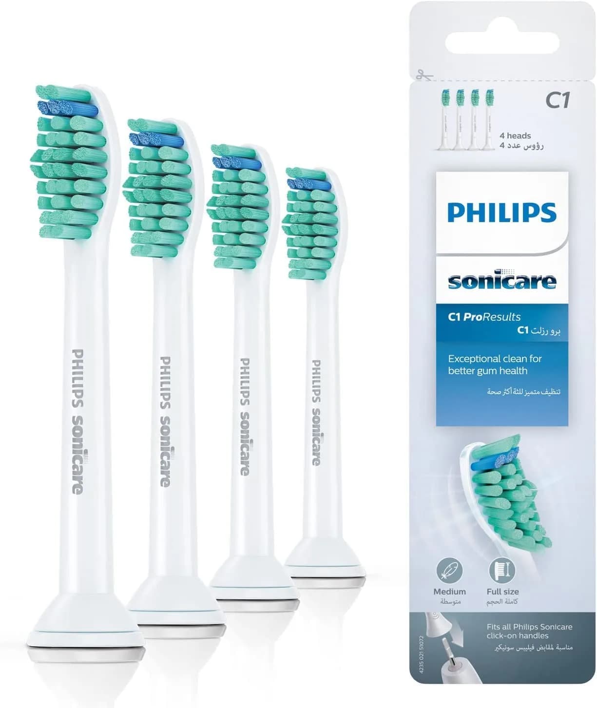 Philips Sonicare Pro Results Brush Heads 4 Pack | Contoured, Soft Nylon, White — White