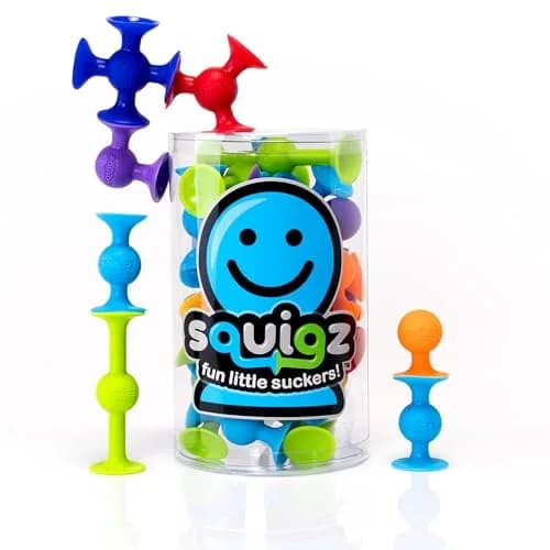 Fat Brain Toys Squigz Starter Set 24 Piece Silicone Suction Bath Toys for Kids 3+ | Sensory & Playful Experimentation thumbnail 1