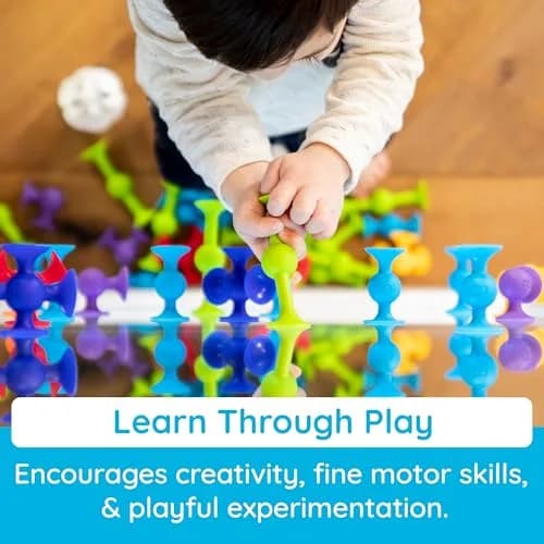 Fat Brain Toys Squigz Starter Set 24 Piece Silicone Suction Bath Toys for Kids 3+ | Sensory & Playful Experimentation thumbnail 6