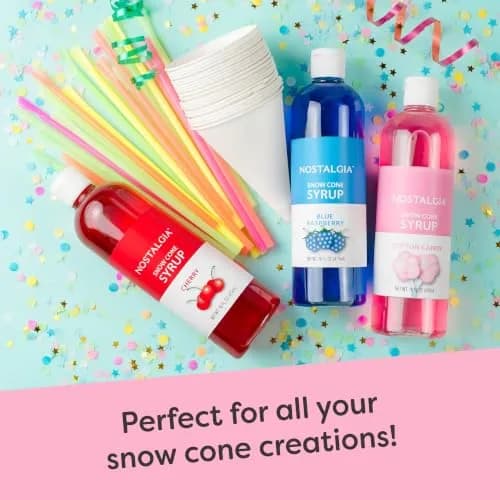 Nostalgia Snow Cone Shaved Ice Machine - 48 Icy Treats, Retro Cart, Stainless Steel Blades, Portable, White/Blue thumbnail 6