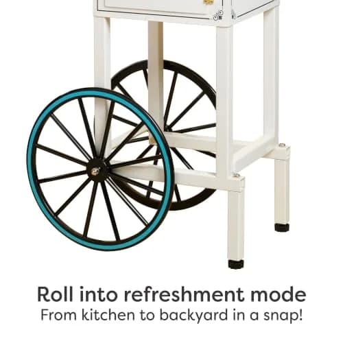 Nostalgia Snow Cone Shaved Ice Machine - 48 Icy Treats, Retro Cart, Stainless Steel Blades, Portable, White/Blue thumbnail 8