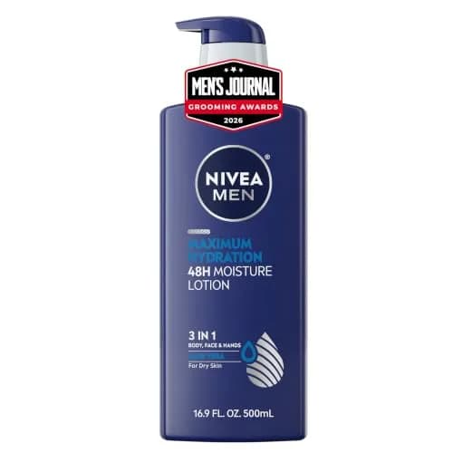 NIVEA MEN Maximum Hydration Body Lotion 500ml (16.9 Fl Oz) | 48-Hour Intensive Moisture for Dry Skin — 16.9 Fl Oz
