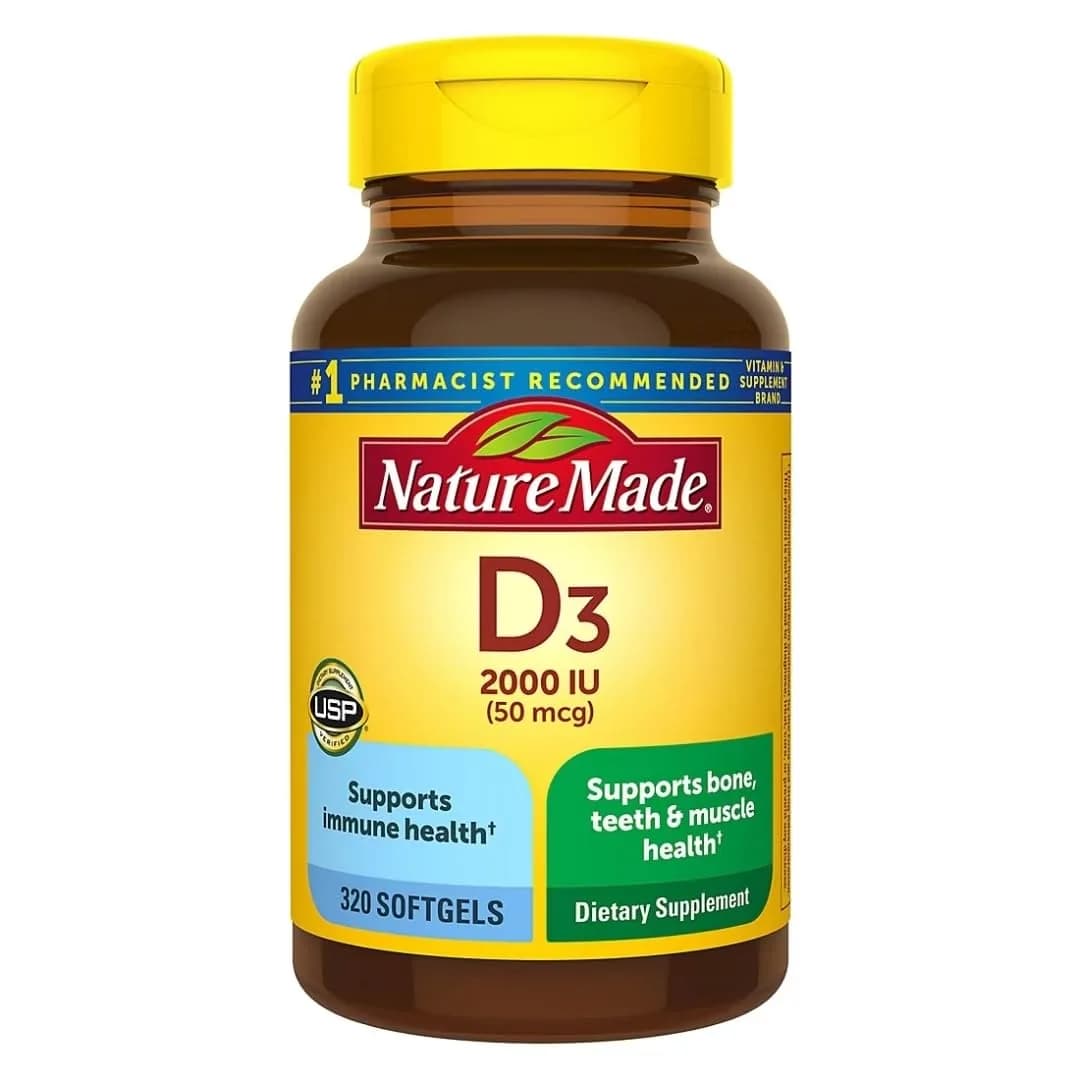 Nature Made Vitamin D3 Softgels 2000 IU (50 mcg) 320 Count | Supports Immune Health, Bones & Teeth - main product image