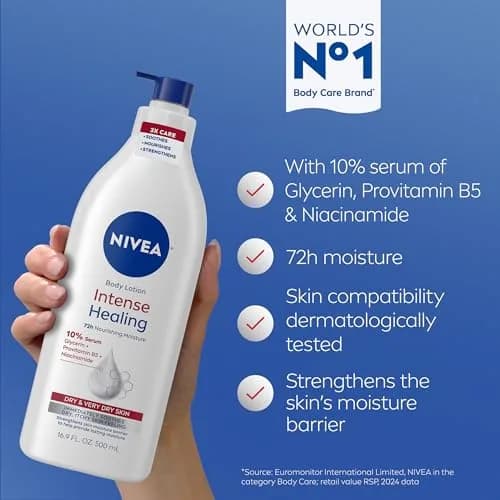 NIVEA Intense Healing Body Lotion 16.9 Fl Oz | 72-Hour Moisture for Dry Skin thumbnail 3