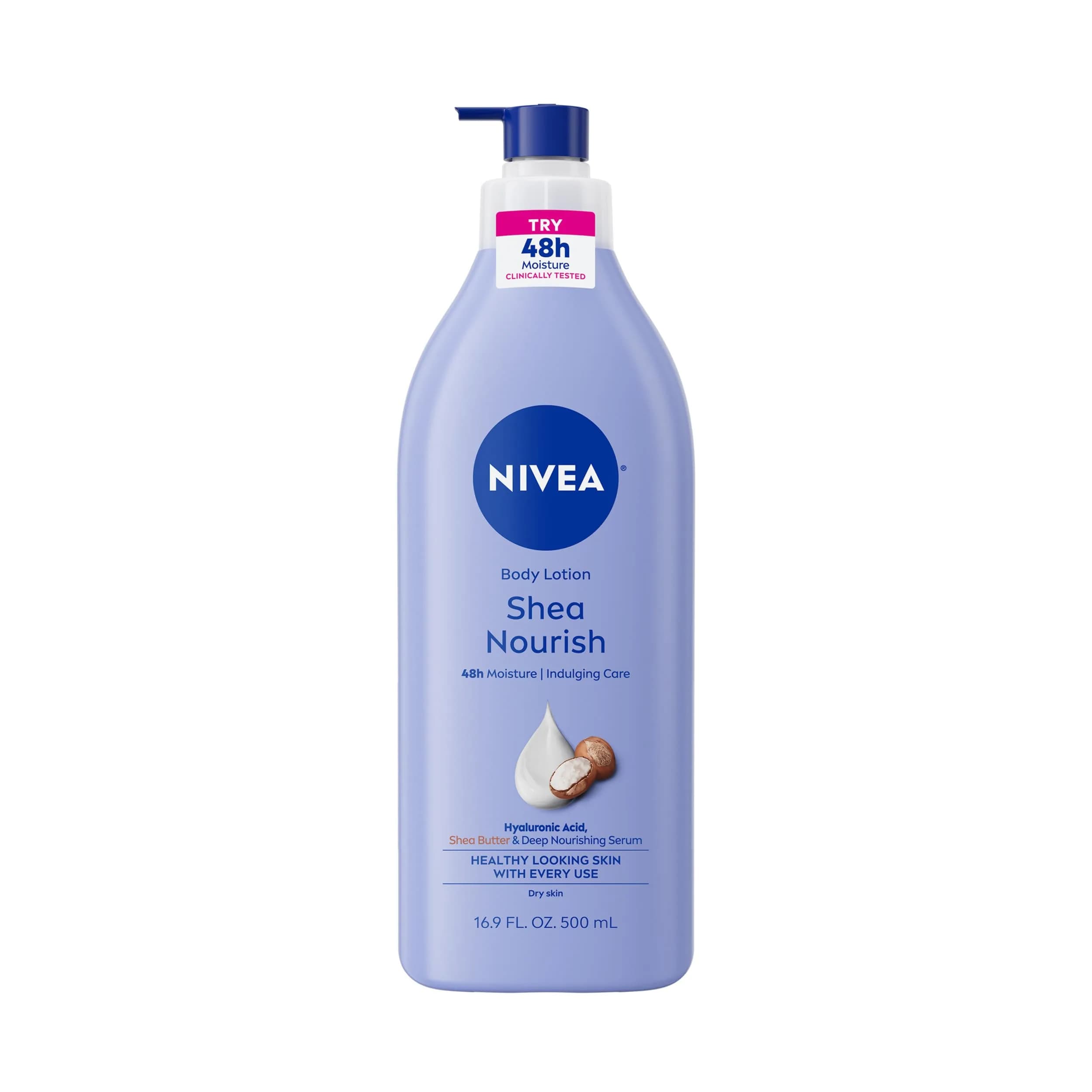 NIVEA Cocoa Butter Body Lotion for Dry Skin with Hyaluronic Acid, 499 ml (16.9 Fl Oz) | 72-Hour Deep Nourishing Moisture — Shea Butter