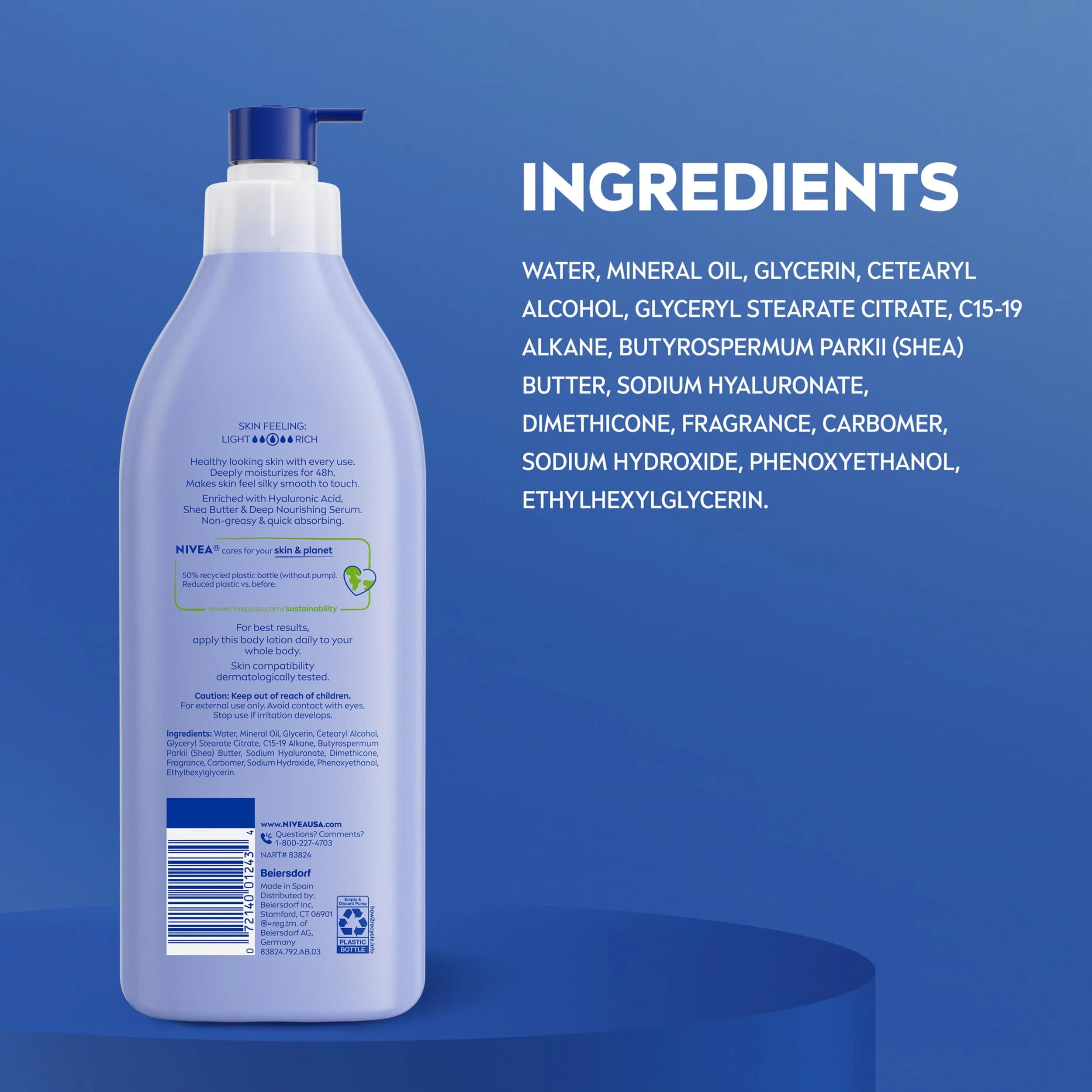 NIVEA Shea Nourish Body Lotion with Shea Butter & Hyaluronic Acid 500ml (16.9 Fl Oz) | 48-Hour Deep Moisture for Dry Skin - view 9