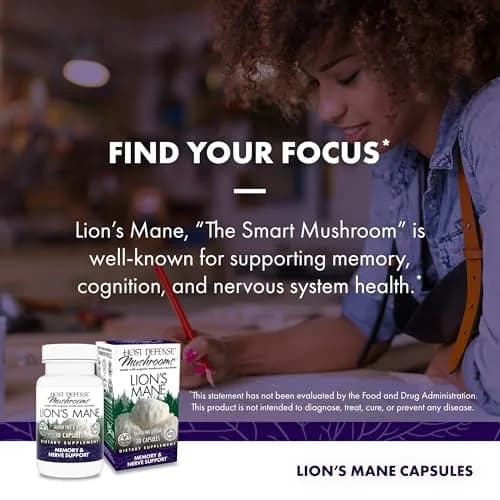 Host Defense Lion's Mane, Brain Support & Focus, 30 Capsules | Supports Memory & Clarity thumbnail 5