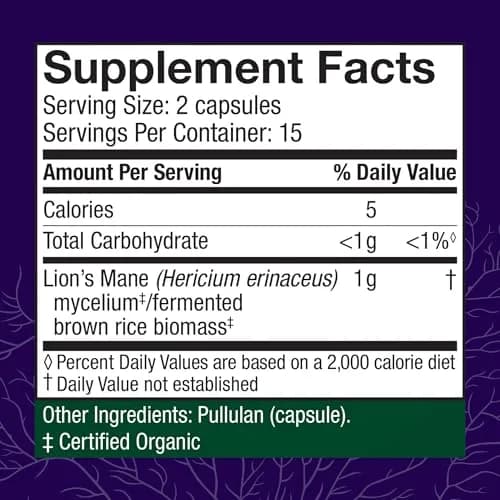 Host Defense Lion's Mane, Brain Support & Focus, 30 Capsules | Supports Memory & Clarity thumbnail 2