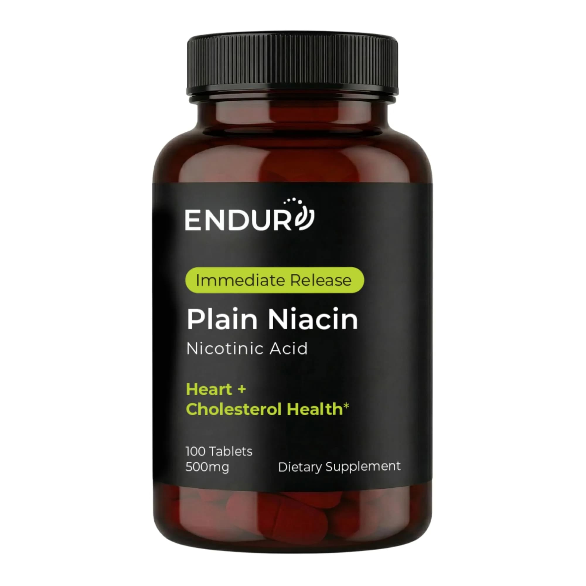 Endurance Products Plain Niacin 500mg | Immediate Release, Heart & Cholesterol Support (115 chars) — White