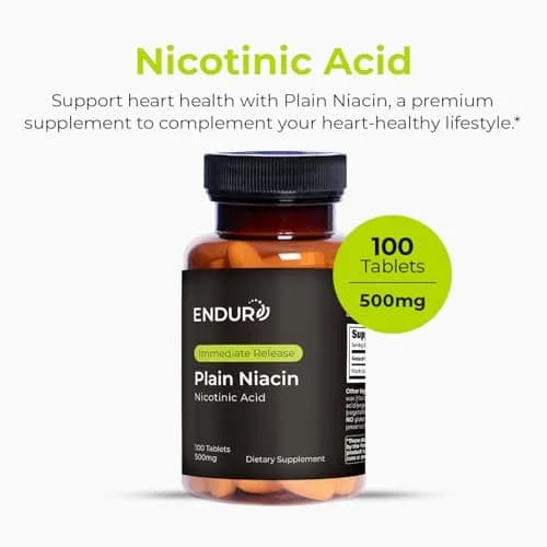Endurance Products Plain Niacin 500mg | Immediate Release, Heart & Cholesterol Support (115 chars) thumbnail 2