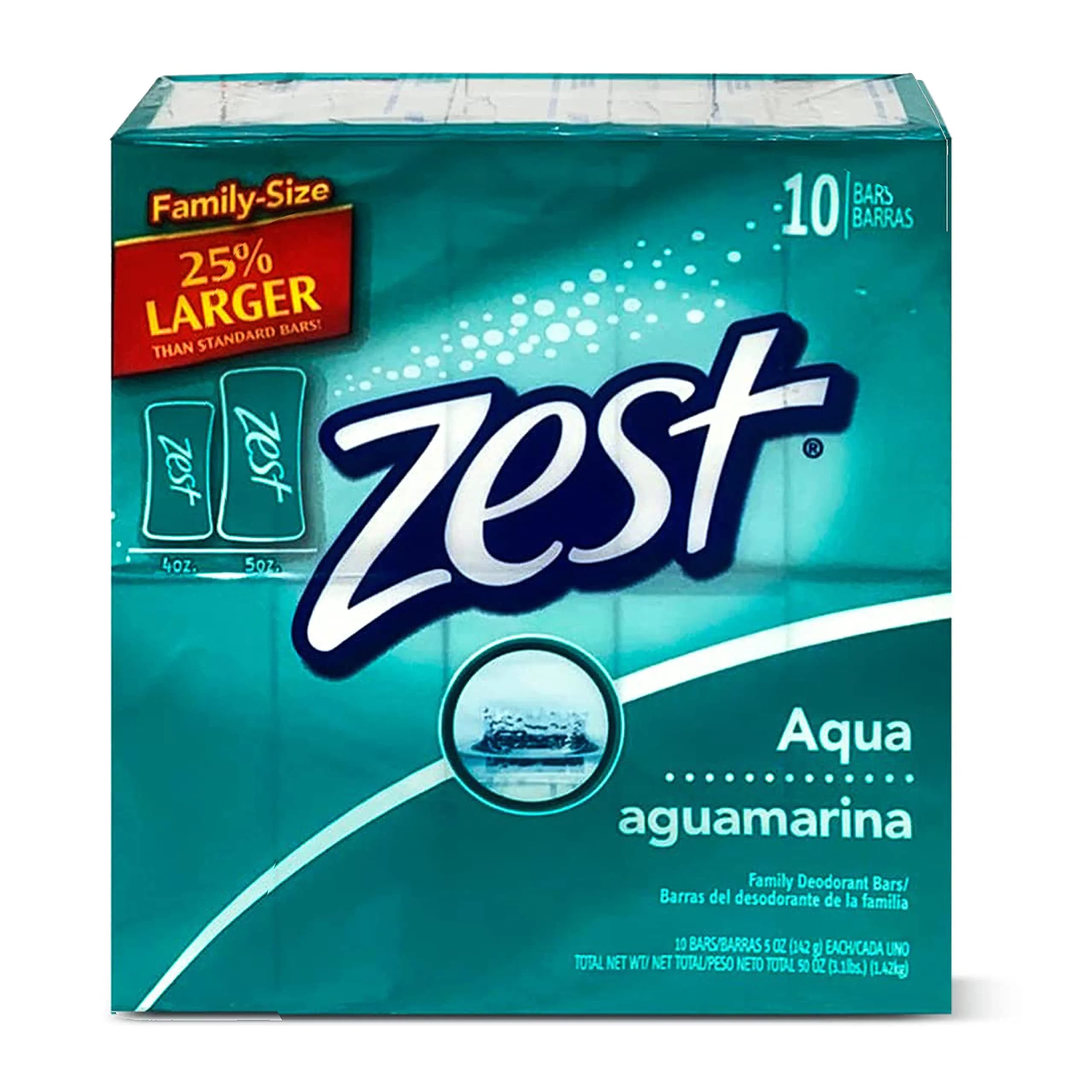 Zest Aqua Moisturizing Bar Soap 156g (5 oz) | Refreshing Scent, All Skin Types - main product image