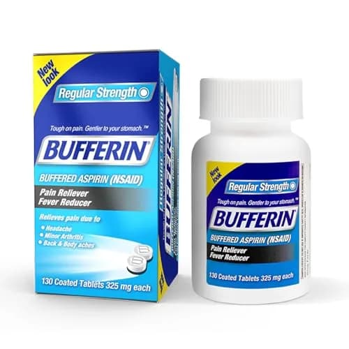 Bufferin Aspirin 325mg | Pain & Fever Relief Tablets, 130 Coated Tablets thumbnail 1