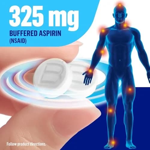 Bufferin Aspirin 325mg | Pain & Fever Relief Tablets, 130 Coated Tablets thumbnail 4