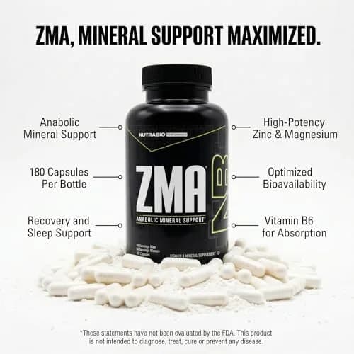 NutraBio ZMA Supplements for Men & Women- Zinc Magnesium Supplements to Support Hormone Levels, Peak Performance, Sleep, Muscle Recovery, Immune Health, 180 Ct. thumbnail 3