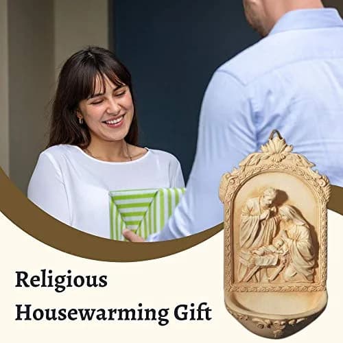 AT001 Catholic & Religious Nativity Holy Water Font 6 1/2" Resin | Holy Family Religious Decor thumbnail 5