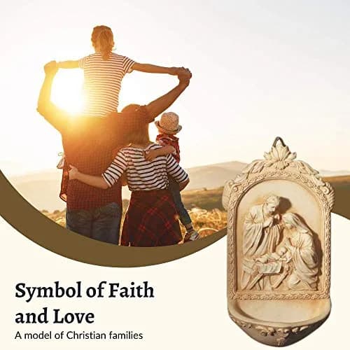AT001 Catholic & Religious Nativity Holy Water Font 6 1/2" Resin | Holy Family Religious Decor thumbnail 7