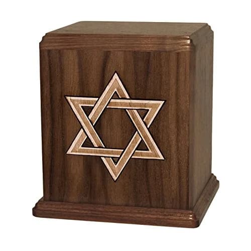 Memorials Forever Wood Cremation Urn - Walnut Star of David | Handcrafted Hardwood with Laser Artistry (70-120 chars) thumbnail 1