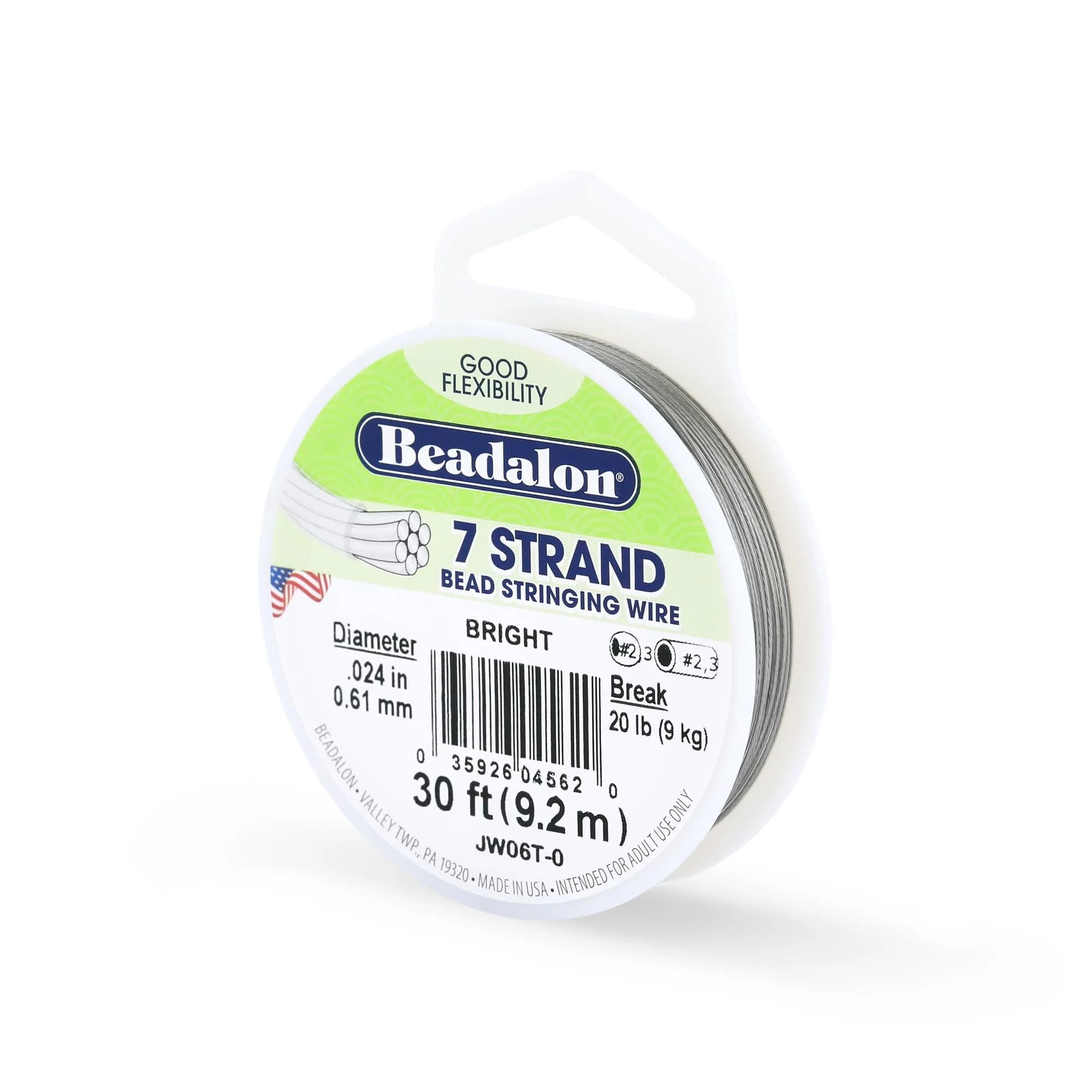 Beadalon 7-Strand Stainless Steel Beading Wire, 0.61 mm (0.024 in) - Bright | Flexible & Strong for Crafts - main product image