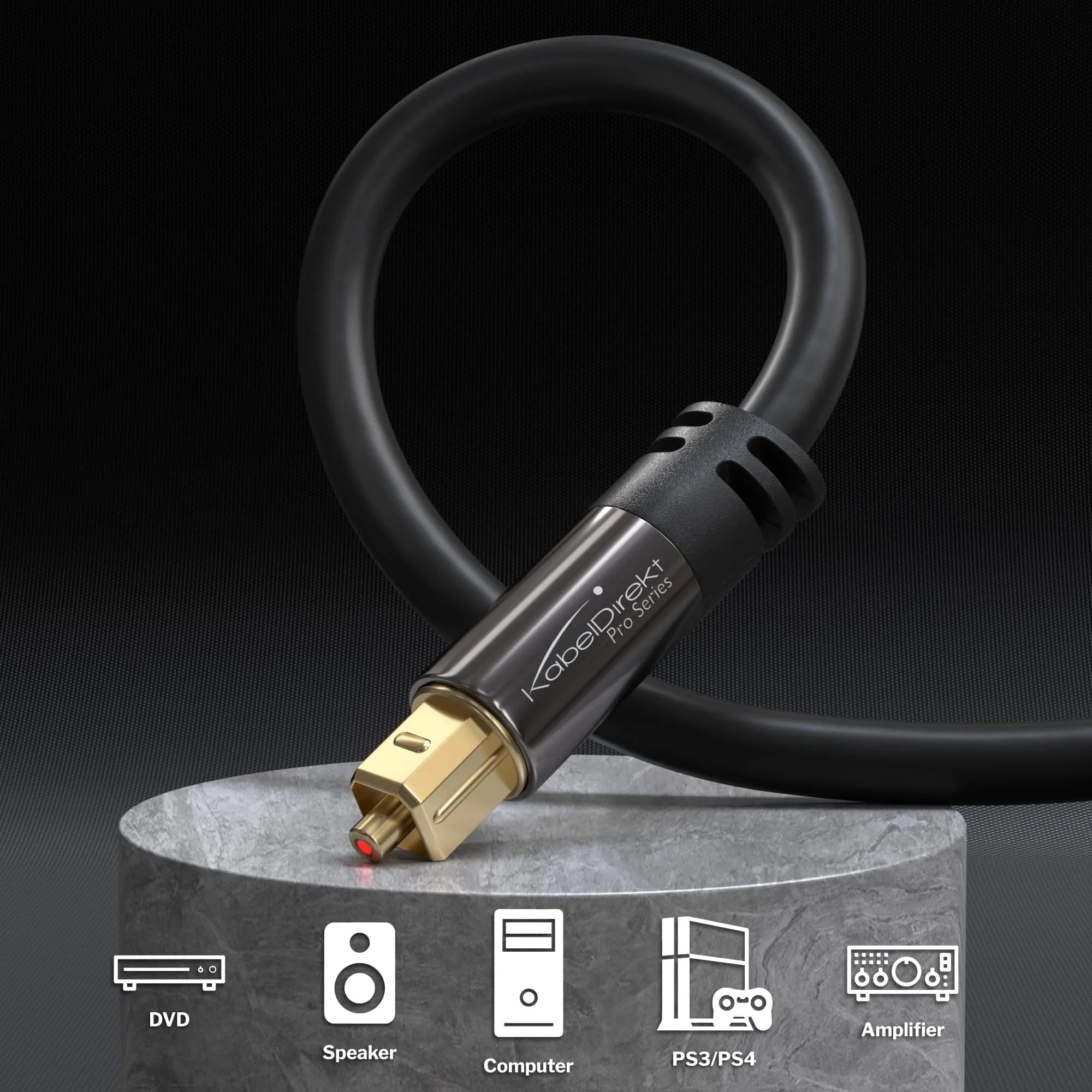 KabelDirekt Optical Audio Cable 1.8m (6ft) | High-Speed Digital Audio Transmission - view 2