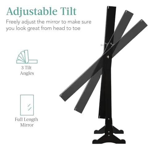 Best Choice Products Jewelry Armoire Full Length Mirror Lockable Velvet Storage (58in) | Elegant & Spacious thumbnail 3