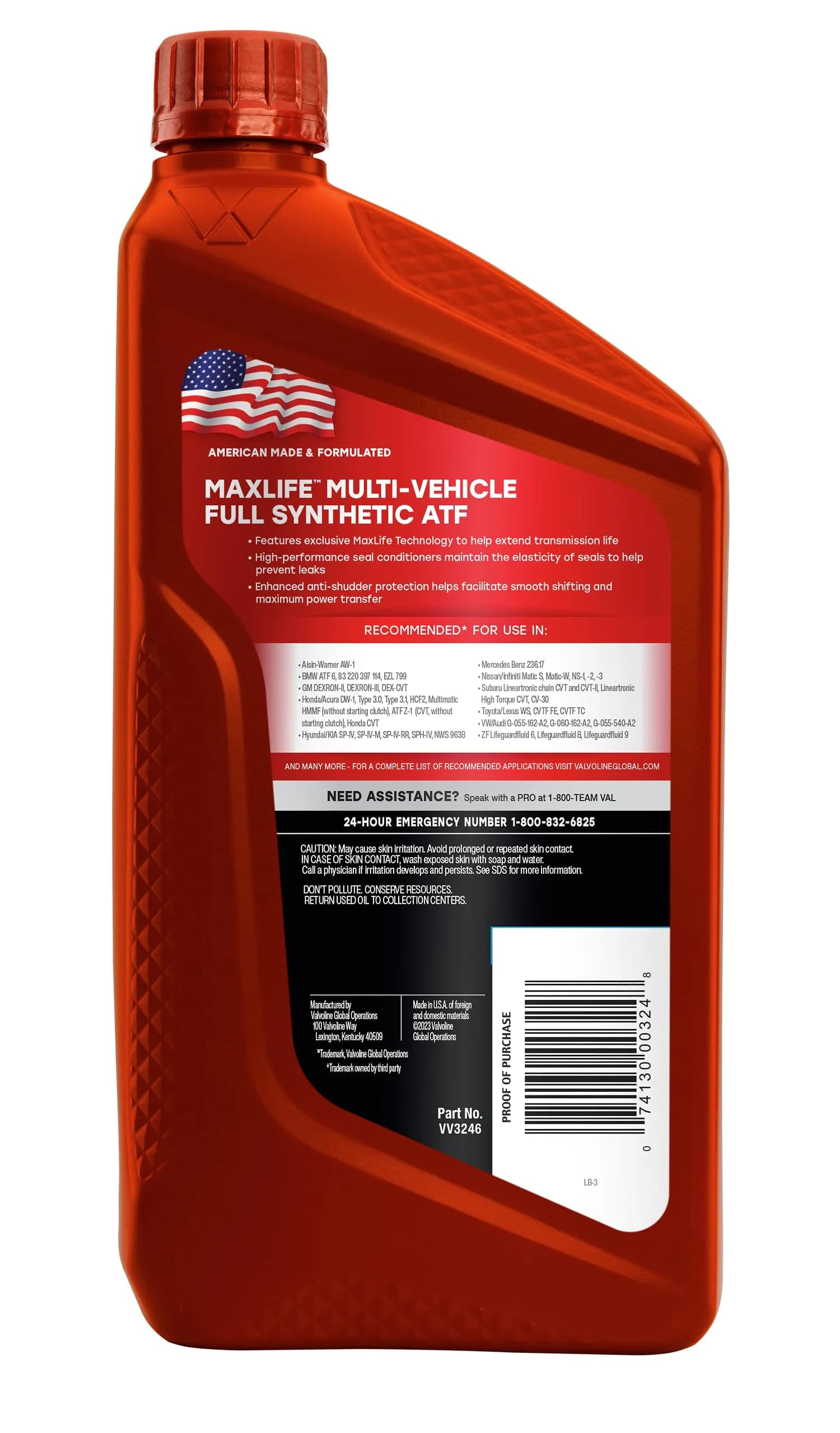 Valvoline Multi-Vehicle Full Synthetic ATF 6 x 946ml (6 x 32 Fl Oz) | Advanced Additives for Transmission Life - view 3