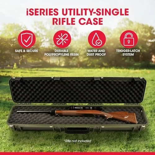 SKB iSeries Heavy Duty Hard Rifle Case 49in Waterproof Locking Green | Dustproof & Impact Resistant thumbnail 2