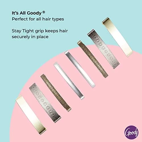 GOODY Stay Tight Hair Barrettes 8 Ct Metallic Non-Slip Clips | All Hair Types, Comfortable & Secure thumbnail 3
