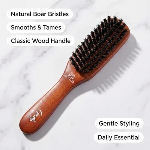 Goody Smoothing Hairbrush with Natural Boar Bristles & Wooden Handle | Frizz Control & Shine (1 Count) thumbnail 5