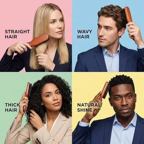 Goody Smoothing Hairbrush with Natural Boar Bristles & Wooden Handle | Frizz Control & Shine (1 Count) thumbnail 6