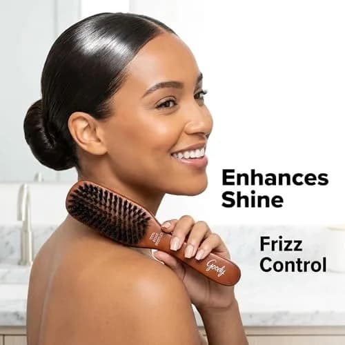 Goody Smoothing Hairbrush with Natural Boar Bristles & Wooden Handle | Frizz Control & Shine (1 Count) thumbnail 8