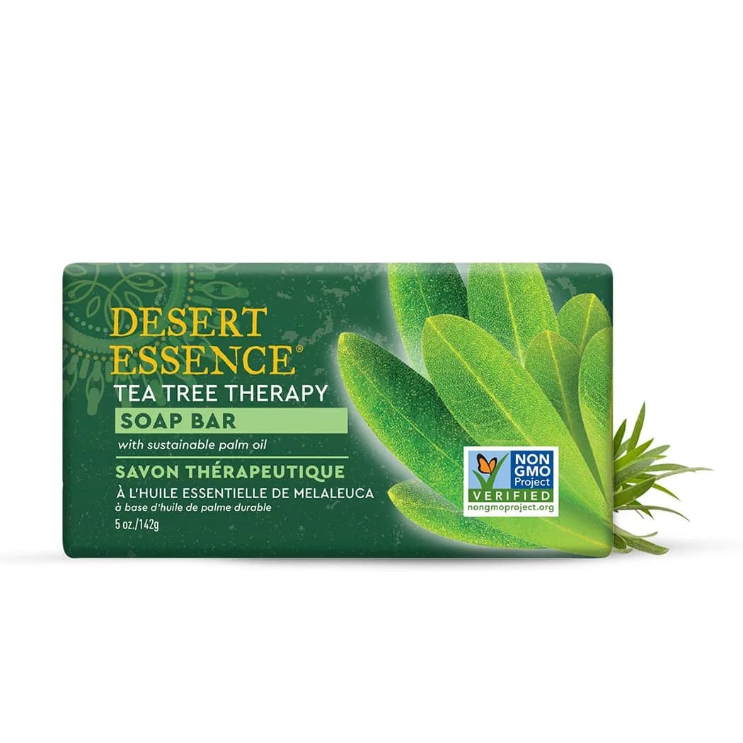 Desert Essence Tea Tree Therapy Soap Bar with Jojoba & Aloe, 5 oz | Organic, Moisturizing & Antiseptic
