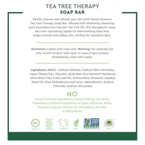 Desert Essence Tea Tree Therapy Soap Bar with Jojoba & Aloe, 5 oz | Organic, Moisturizing & Antiseptic thumbnail 4