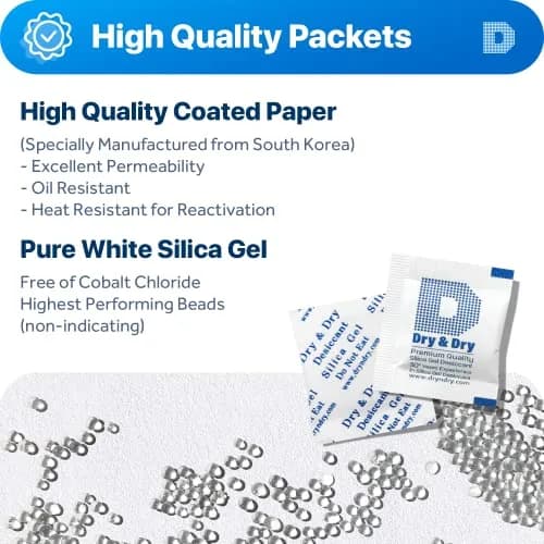 Dry & Dry 1 Gram Silica Gel Packets | Rechargeable Moisture Absorbers for Food & Electronics thumbnail 2
