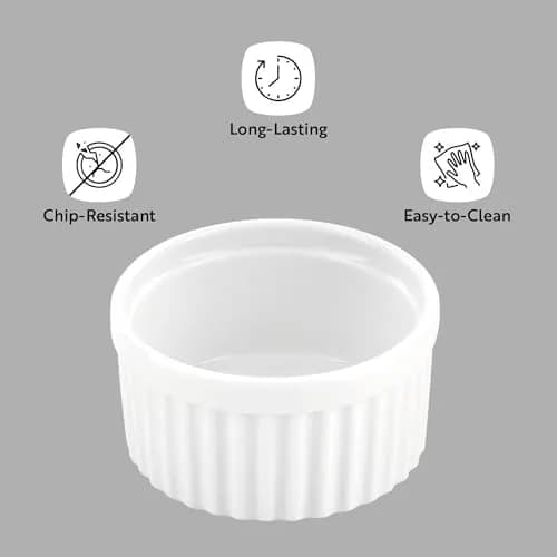 Restaurantware 5 Ounce Ramekin Bowls 10 Round Baking Ramekins | Oven & Microwave Safe White Porcelain thumbnail 4
