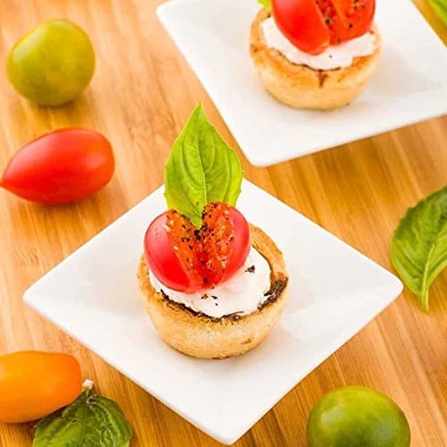 Restaurantware Square White Porcelain Mini Modern Plate, 3.1 In | Elegant, Oven-Safe, 10 Pack thumbnail 3