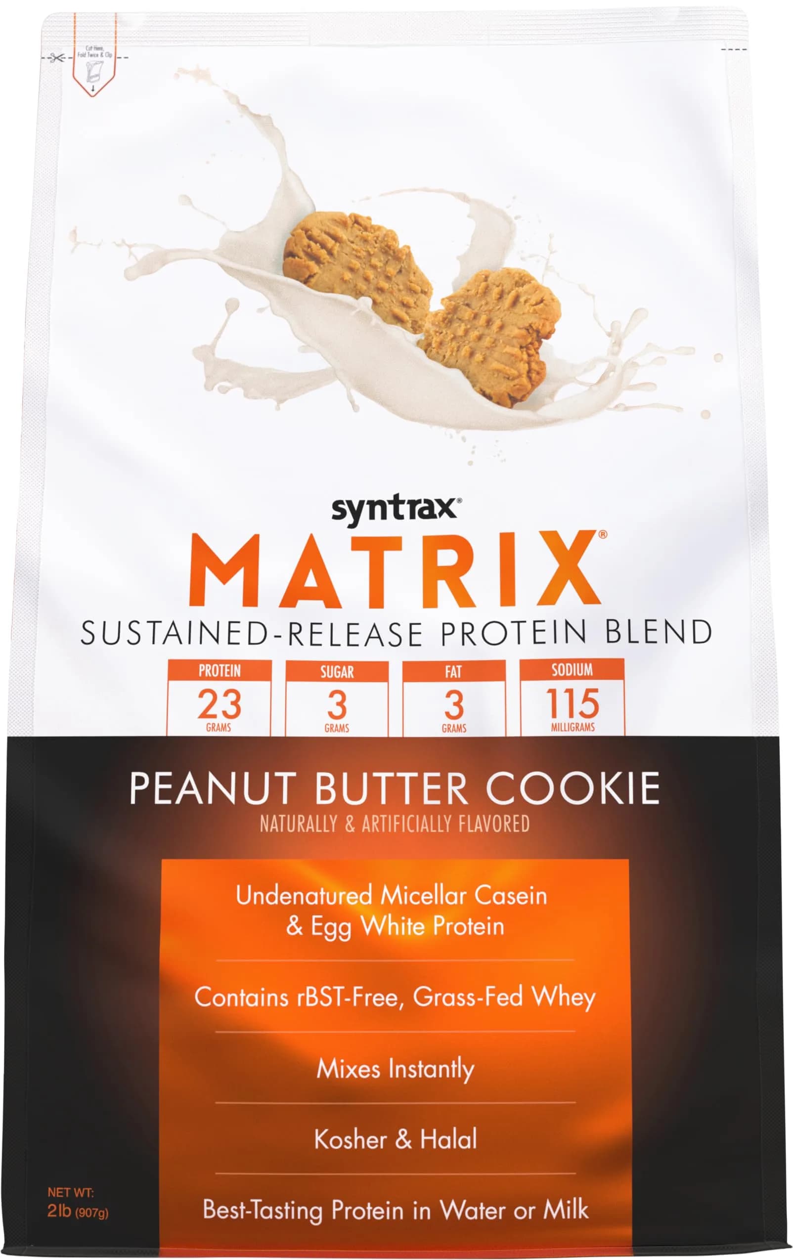 Syntrax Matrix Sustained‑Release Protein Blend, Peanut Butter Cookie, 2 lb | Multi-Source Protein for Muscle Recovery — Peanut Butter