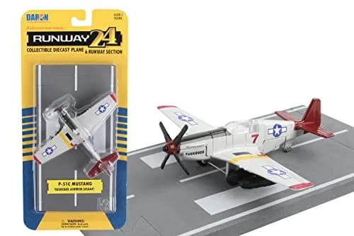 Runway24 P51 Tuskegee Airmen Vehicle | Die-Cast Model with Rubber Runway (4in x 4.625in x 1in) thumbnail 1