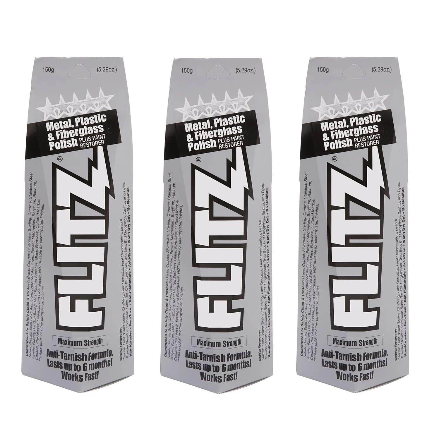 Flitz Metal Polish Paste - 5.29oz (150g) 3-Pack | Cleans, Polishes, Protects Solid Metals — 5.29 Ounce