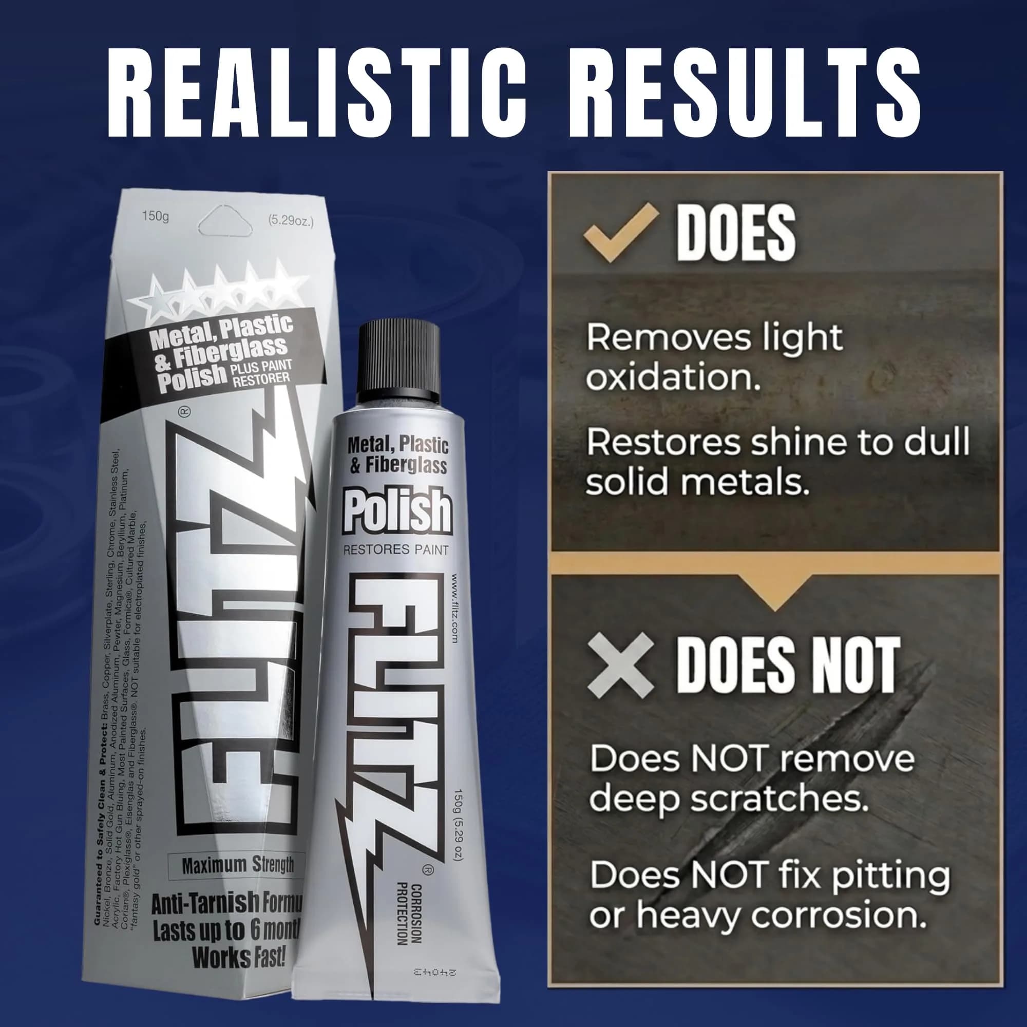 Flitz Metal Polish Paste - 5.29oz (150g) 3-Pack | Cleans, Polishes, Protects Solid Metals - view 6