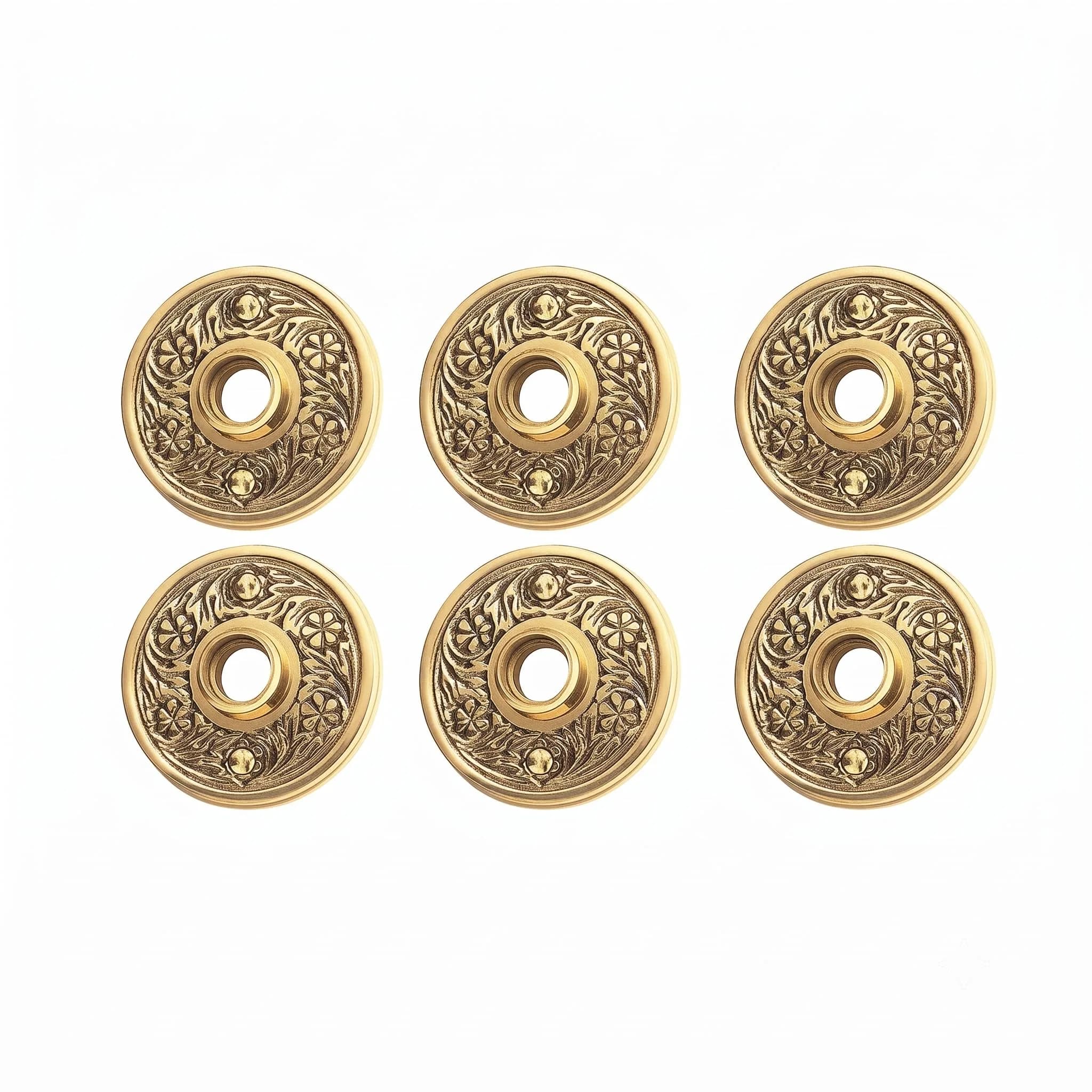 Renovators Supply Victorian Knob Rosettes Antique Brass 2-7/16 in. | Elegant Brass Door Decor for Passage Use