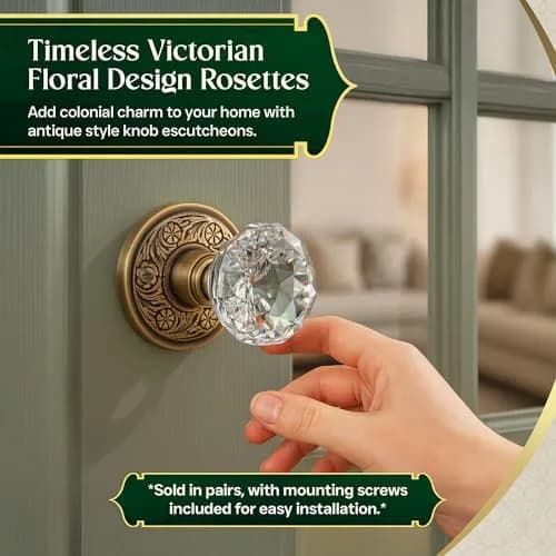 Renovators Supply Victorian Knob Rosettes Antique Brass 2-7/16 in. | Elegant Brass Door Decor for Passage Use thumbnail 6