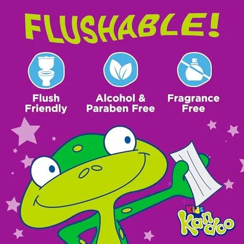 Kandoo Flushable Baby Wipes for Sensitive Skin, Unscented, Hypoallergenic Potty Training Cleansing Cloths, 576 Count (12 Packs of 48) | Plant-Based & USDA Certified Biobased thumbnail 5