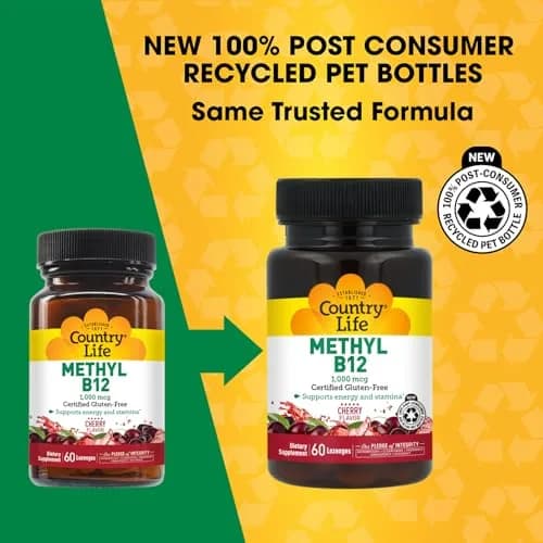 Country Life Methyl B12 1000 mcg Cherry Flavor | Supports Energy & Stamina (70-120 chars) thumbnail 2
