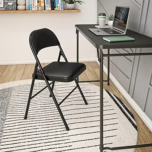Cosco Vinyl Folding Chair 4 Pack Black | Compact, Heavy-Duty, Easy Storage thumbnail 5
