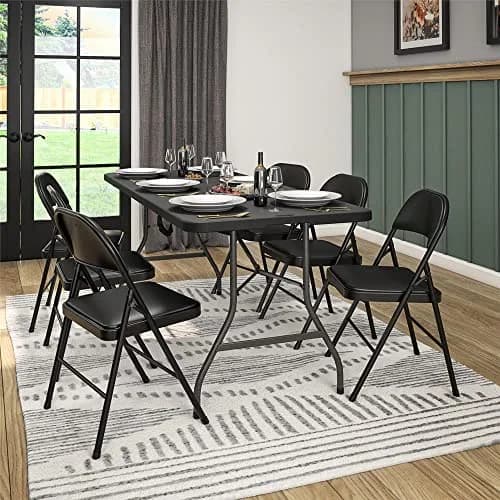 Cosco Vinyl Folding Chair 4 Pack Black | Compact, Heavy-Duty, Easy Storage thumbnail 6