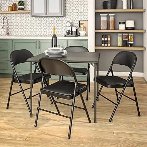 Cosco Vinyl Folding Chair 4 Pack Black | Compact, Heavy-Duty, Easy Storage thumbnail 7