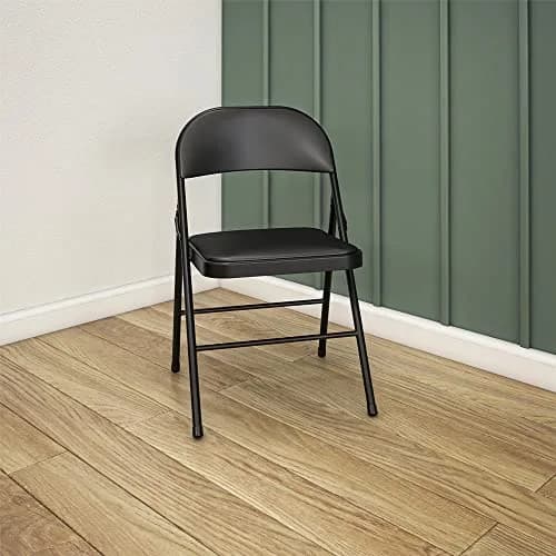 Cosco Vinyl Folding Chair 4 Pack Black | Compact, Heavy-Duty, Easy Storage thumbnail 8