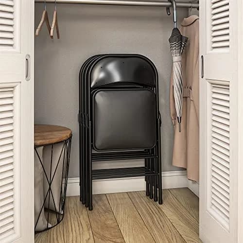 Cosco Vinyl Folding Chair 4 Pack Black | Compact, Heavy-Duty, Easy Storage thumbnail 9