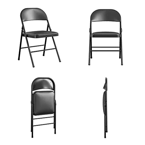 Cosco Vinyl Folding Chair 4 Pack Black | Compact, Heavy-Duty, Easy Storage thumbnail 2